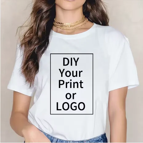 180g Custom Women Men Customised Printed 100% Cotton Short Sleeve Your Logo Photo Brand Text Tee Personalize Graphic Clothing
