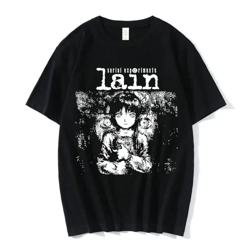 Anime Serial Experiments Lain T-Shirt Men Women Graphic T Shirts Unisex Iwakura Manga Girl Sci Fi Short Sleeve Tee Tops 62463