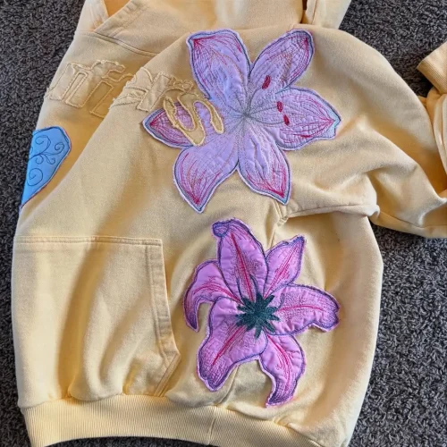 Y2K fashion patch embroidery sports hip-hop hoodie street retro high-quality couple casual daily versatile long sleeved hoodie